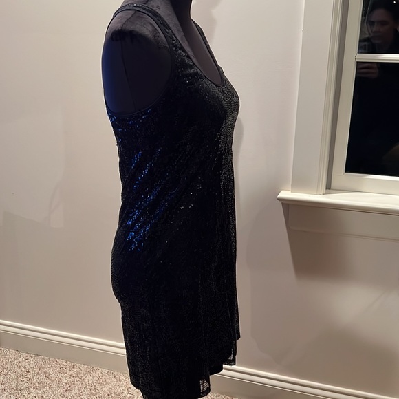 Black sequin bodycon racer back fully lined mini party dress - Picture 3 of 7